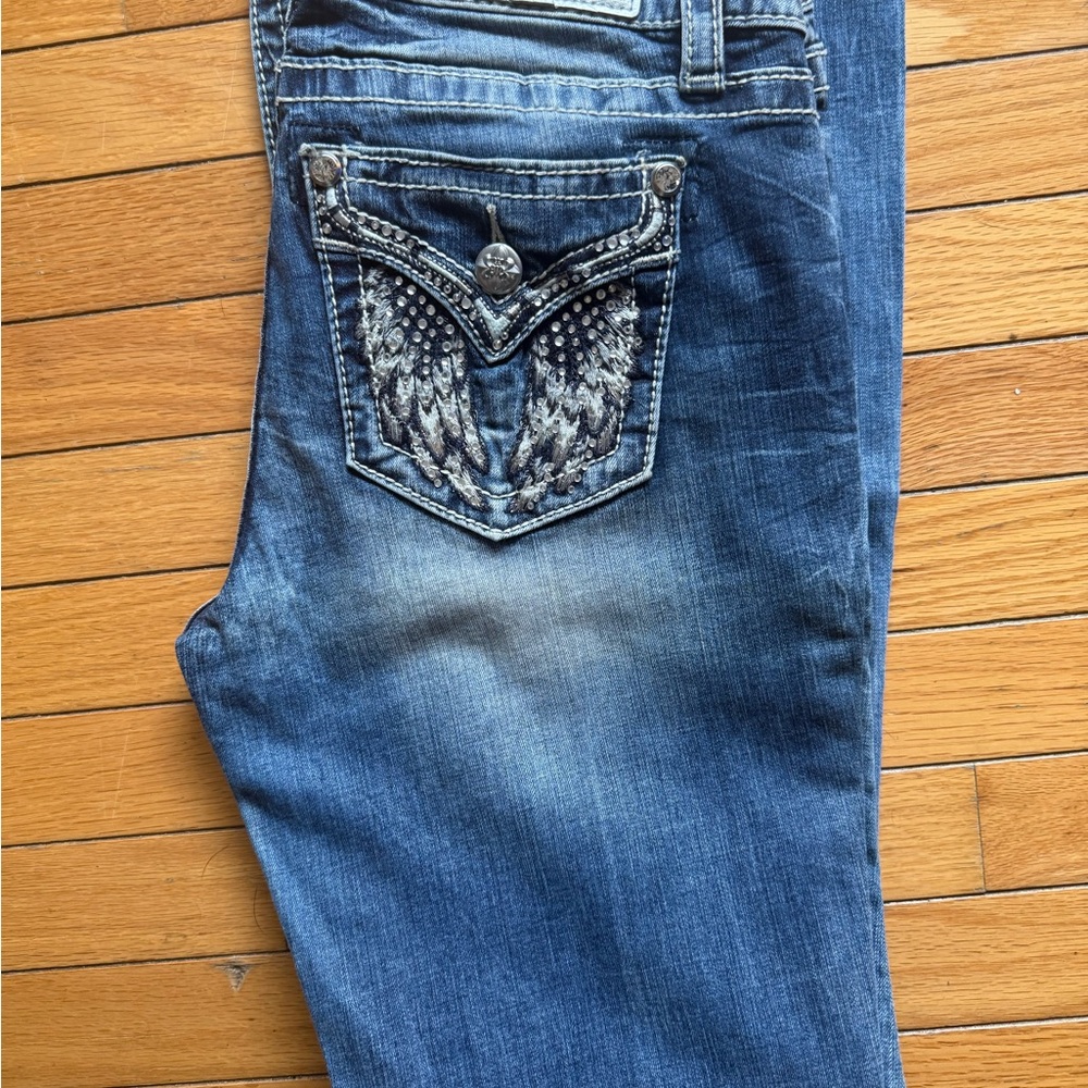 Blue Denim Jeans with Embroidered Pocket